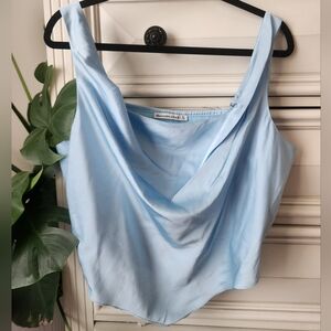 Abercrombie & Fitch Sky Blue Satin Cowl Neck Tank
